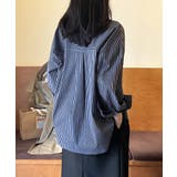 ストライプシャツ オーバーサイズ カラーシャツ | COCOMOMO | 詳細画像11 