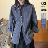 ネイビー.ボーダー | ストライプシャツ オーバーサイズ カラーシャツ | COCOMOMO