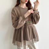 チュールドッキングペプラムトップス ペプラム ダンボールスウェット | COCOMOMO | 詳細画像11 