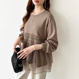 チュールドッキングペプラムトップス ペプラム ダンボールスウェット | COCOMOMO | 詳細画像12 