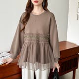 チュールドッキングペプラムトップス ペプラム ダンボールスウェット | COCOMOMO | 詳細画像16 