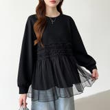 チュールドッキングペプラムトップス ペプラム ダンボールスウェット | COCOMOMO | 詳細画像17 