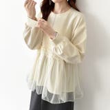 チュールドッキングペプラムトップス ペプラム ダンボールスウェット | COCOMOMO | 詳細画像2 