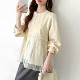 チュールドッキングペプラムトップス ペプラム ダンボールスウェット | COCOMOMO | 詳細画像4 