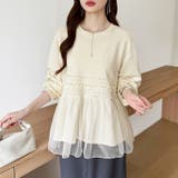 チュールドッキングペプラムトップス ペプラム ダンボールスウェット | COCOMOMO | 詳細画像6 