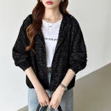 フラワーカットジャガードブルゾン パーカーブルゾン ドロスト付き | COCOMOMO | 詳細画像15 