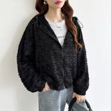 フラワーカットジャガードブルゾン パーカーブルゾン ドロスト付き | COCOMOMO | 詳細画像16 