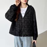 フラワーカットジャガードブルゾン パーカーブルゾン ドロスト付き | COCOMOMO | 詳細画像23 