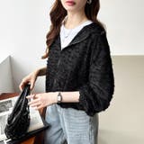 フラワーカットジャガードブルゾン パーカーブルゾン ドロスト付き | COCOMOMO | 詳細画像27 