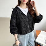 フラワーカットジャガードブルゾン パーカーブルゾン ドロスト付き | COCOMOMO | 詳細画像28 