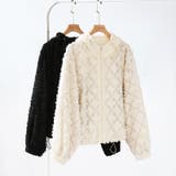 フラワーカットジャガードブルゾン パーカーブルゾン ドロスト付き | COCOMOMO | 詳細画像29 