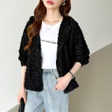 フラワーカットジャガードブルゾン パーカーブルゾン ドロスト付き | COCOMOMO | 詳細画像26 