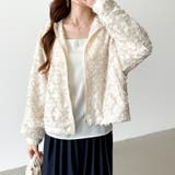 フラワーカットジャガードブルゾン パーカーブルゾン ドロスト付き | COCOMOMO | 詳細画像7 