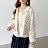 フラワーカットジャガードブルゾン パーカーブルゾン ドロスト付き | COCOMOMO | 詳細画像8 