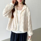 フラワーカットジャガードブルゾン パーカーブルゾン ドロスト付き | COCOMOMO | 詳細画像10 