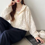 フラワーカットジャガードブルゾン パーカーブルゾン ドロスト付き | COCOMOMO | 詳細画像5 