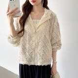 フラワーカットジャガードブルゾン パーカーブルゾン ドロスト付き | COCOMOMO | 詳細画像12 