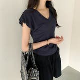 サイドギャザートップス パフスリーブ Tシャツ | COCOMOMO | 詳細画像11 