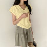 サイドギャザートップス パフスリーブ Tシャツ | COCOMOMO | 詳細画像13 