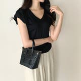 サイドギャザートップス パフスリーブ Tシャツ | COCOMOMO | 詳細画像15 