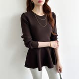 ペプラムトップス ペプラムニット オフィスカジュアル | COCOMOMO | 詳細画像18 