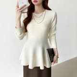 ペプラムトップス ペプラムニット オフィスカジュアル | COCOMOMO | 詳細画像2 