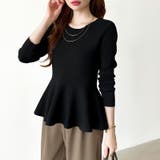 ペプラムトップス ペプラムニット オフィスカジュアル | COCOMOMO | 詳細画像24 