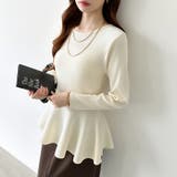 ペプラムトップス ペプラムニット オフィスカジュアル | COCOMOMO | 詳細画像6 