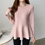 ペプラムトップス ペプラムニット オフィスカジュアル | COCOMOMO | 詳細画像9 