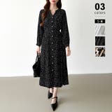 ブラック・ドット柄 | 【花柄 ドット柄】 きれいめワンピース | COCOMOMO