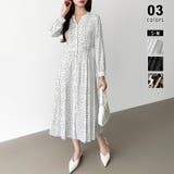 ホワイト・ドット柄 | 【花柄 ドット柄】 きれいめワンピース | COCOMOMO