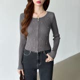 ダブルジップ リブニット ショートカーディガン | COCOMOMO | 詳細画像18 