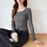 ダブルジップ リブニット ショートカーディガン | COCOMOMO | 詳細画像25 