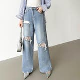 ダメージレースデニム デニムパンツ ダメージジーンズ | COCOMOMO | 詳細画像10 