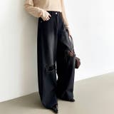 ダメージレースデニム デニムパンツ ダメージジーンズ | COCOMOMO | 詳細画像15 