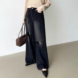 ダメージレースデニム デニムパンツ ダメージジーンズ | COCOMOMO | 詳細画像16 