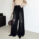 ダメージレースデニム デニムパンツ ダメージジーンズ | COCOMOMO | 詳細画像22 