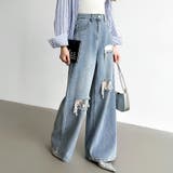 ダメージレースデニム デニムパンツ ダメージジーンズ | COCOMOMO | 詳細画像4 