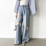 ダメージレースデニム デニムパンツ ダメージジーンズ | COCOMOMO | 詳細画像5 