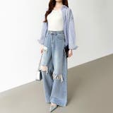 ダメージレースデニム デニムパンツ ダメージジーンズ | COCOMOMO | 詳細画像9 