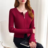 【新色登場】ダブルジップニット ショートジップカーディガン リブニット | COCOMOMO | 詳細画像66 