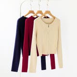 【新色登場】ダブルジップニット ショートジップカーディガン リブニット | COCOMOMO | 詳細画像70 