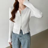 【新色登場】ダブルジップニット ショートジップカーディガン リブニット | COCOMOMO | 詳細画像3 