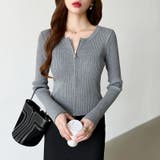 【新色登場】ダブルジップニット ショートジップカーディガン リブニット | COCOMOMO | 詳細画像10 