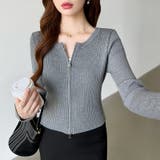 【新色登場】ダブルジップニット ショートジップカーディガン リブニット | COCOMOMO | 詳細画像11 