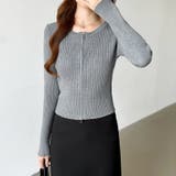 【新色登場】ダブルジップニット ショートジップカーディガン リブニット | COCOMOMO | 詳細画像12 