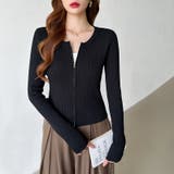 【新色登場】ダブルジップニット ショートジップカーディガン リブニット | COCOMOMO | 詳細画像27 