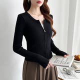 【新色登場】ダブルジップニット ショートジップカーディガン リブニット | COCOMOMO | 詳細画像31 