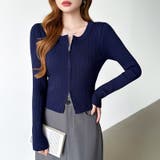 【新色登場】ダブルジップニット ショートジップカーディガン リブニット | COCOMOMO | 詳細画像40 