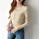 【新色登場】ダブルジップニット ショートジップカーディガン リブニット | COCOMOMO | 詳細画像48 